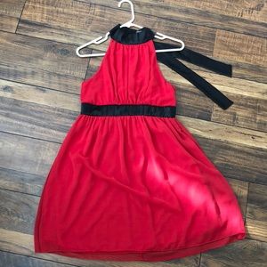 Red and black strapped dress